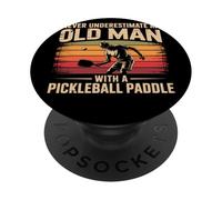 Never Underestimate An Old Man with A Pickleball Paddle PopSockets PopGrip Adhesivo