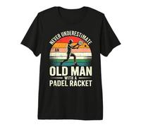 Never Underestimate an Old Man with a Racket Funny Padel Camiseta Premium
