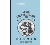 Never Underestimate An Old Man With A Rottie And Image Dog Cute On Light Blue Cover Gift For Dog Lover: Notebook