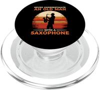 Never Underestimate An Old Man with A Saxophone Sax PopSockets PopGrip para MagSafe