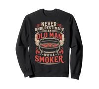 Never Underestimate An Old Man with A Smoker Funny Pitmaster Sudadera