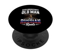 Never Underestimate An Old Man with Russian Roots PopSockets PopGrip Adhesivo