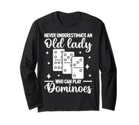 Never Underestimate Old Lady Domino Player Dominoes Manga Larga