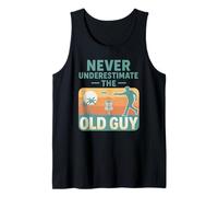 Never Underestimate The Old Guy Disc Golf Retro Camiseta sin Mangas