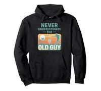 Never Underestimate The Old Guy Disc Golf Retro Sudadera con Capucha