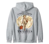 Never Underestimate Woman Who Still Travels in Her 80s Sudadera con Capucha