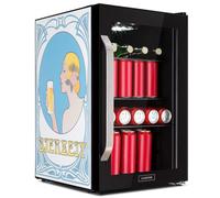 Nevera Beersafe 70 Bierzeit Edition 70 litros 3 estantes Puerta panorámica de cristal Acero inoxidable Klarstein