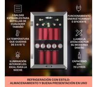 Nevera Beersafe 70 Birra Edition 70 litros 3 estantes Puerta panorámica de cristal Acero inoxidable