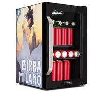 Nevera Beersafe 70 Birra Milano Edition 70 litros 3 estantes Puerta panorámica de cristal Acero inoxidable