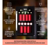 Nevera Beersafe 70 Craft Beer Edition 70 litros 3 estantes Puerta panorámica de cristal Acero inoxidable Klarstein