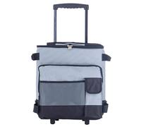 Nevera con Ruedas, Nevera con Ruedas y Tirador, 43 L, Impermeable, de Bajo Ruido, con, Plegable, con Múltiples Bolsillos, Cierre de Cremallera, Aislada para Exteriores, Gris