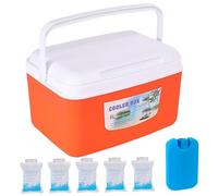 Nevera dura de 8 litros con bolsas de hielo, pequeña hielera con retención de frío de 48 horas, caja refrigeradora portátil para exteriores, playa, camping y picnics, grado alimenticio, a prueba