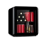 Nevera para bebidas Klarstein PopLife - minibar, nevera retro, 0-10°C, sólo 39 dB, 48 L, respetuosa con el medio ambiente, puerta de doble acristalamiento, diseño retro, negro