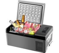 Nevera Portátil Eléctrica 15 L 12/24 V Refrigerador Portátil del Automóvil -20 ℃ ~ 10 ℃ Nevera de Coche Eléctrica con Batería de Coche de 3 Niveles Modo Dual con Panel de Control LCD Camping