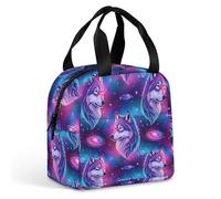Nevera portátil plegable con asa antideslizante, diseño Purple Universe Galaxy Magic Wolf in the Space, ideal para senderismo, acampada y uso diario informal, tanto para hombres como para mujeres.