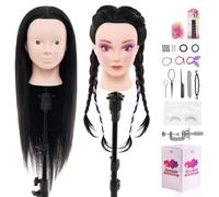 Neverland de 24 pulgadas Cabeza de peluquería 50% pelo auténtico Cabeza de entrenamiento Cabeza de muñeca Cabeza peluqueria Cabeza maniqui Muñeca de la Cosmetología con Soporte& DIY Hair Styling Tools