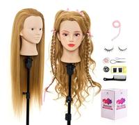 Neverland de 26" Cabeza de Peluquería 60% pelo auténtico Cabeza de Entrenamiento Cabeza Maniquí Peluqueria practicas Formación muñeca de la cosmetología con soporte & DIY Hair Styling Tools
