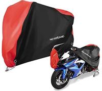 NEVERLAND Funda para Moto XXXL Impermeable 300D - Protección Universal contra Lluvia, UV y Polvo - Cubierta Transpirable con Ojales y Correas - para Harley, Scooter, Cruiser (Rojo/Negro)