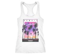 Neverless® Camiseta de tirantes para mujer, diseño Hawaii, con texto en inglés "Palmeras", Blanco, XXL