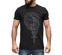 Neverless® Camiseta para hombre Berserker Bear Warrier Vikingo Odin Thor Valhalla Runas Valknut Mitología nórdica, Fenrir Brújula Negro, XL