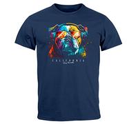 Neverless® Camiseta para hombre con estampado de Bulldog de California, diseño de DJ Fashion, Dogge Headphones Navy, M