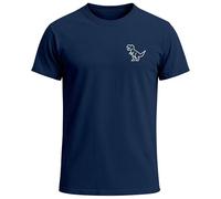Neverless® Camiseta para hombre con estampado de dinosaurio - Divertido logotipo de T-Rex en el pecho - Camiseta de algodón de manga corta con diseño gráfico, Polygon T-rex Navy, L