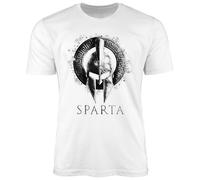 Neverless® Camiseta para hombre con estampado de Sparta casco de guerrero Warrior, corte ajustado, estilo urbano, Sparta Blanco Blanco, XL