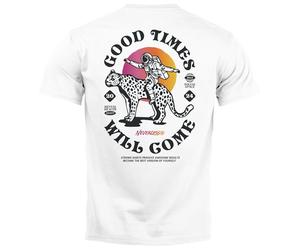 Neverless® Camiseta para hombre con estampado en la espalda con logotipo Space Tiger Good Times Fashion, Good Times Blanco, L
