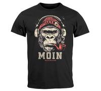 Neverless® Camiseta para hombre con texto "Gorila" con texto "Gorila" con impresión en el pecho, Moin Monkey Ancla Negro, XXL