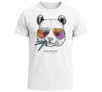 Neverless Camiseta para hombre, diseño de oso panda, Panda Bambú Blanco, L