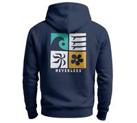 Neverless® Hoodie Backprint - Sudadera con capucha para hombre, estilo surfista, diseño de iconos marítimos, California Surf Backprint Navy, L
