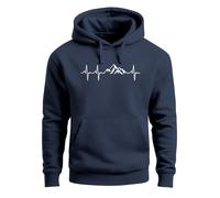 Neverless® Sudadera con capucha para hombre, estampado de senderismo, montañas, latidos de corazón, para exteriores, diseño de hombres, latido del corazón de montaña Marina, L