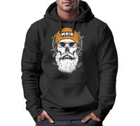 Neverless® Sudadera con capucha para hombre Moin Skull Windrose Brújula Calavera Estampado Frontal Hombres Moda Estilo Calle, Skull Moin Negro, L