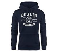 Neverless® Sudadera con capucha para mujer, diseño retro de Irlanda de Dublin Dublin Irish Navy S