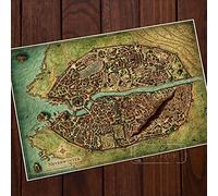Neverwinter Tropical Seaside City Map Clásico Vintage Póster Decorativo Mapas Hogar Bar Carteles Pared Lienzo Pegatinas E Impresiones - 50X70Cm