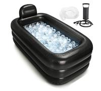 Nevife Bañera inflable para adultos, con cubierta de retención de calor y base cómoda, plegable para relajación en el hogar, baños de hielo, viajes de camping, viene con bomba de mano, tamaño XL (160