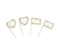 Neviti Banderas de Comida románticas Vintage, Papel, Dorado, 3 x 3 x 6.5 cm, 20