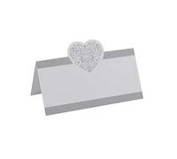 Neviti CSC Imports Juego Vintage Romance - Tarjetas de Mesa para Nombres de comensales, Color Blanco/Plata, Plata, Pack de 50