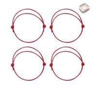 Nevoluxer 4 Piezas Pulsera de Hilo Rojo del Destino - Pulseras de la Suerte para Mujer, Pulsera de Hilo Rojo de Protección, Pulseras Rojas para Uso Diario