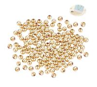Nevoluxer Cuentas pulseras, abalorios para hacer pulseras: cuentas espaciadoras redondas chapadas en oro de 14 quilates para celebraciones y manualidades, 300 unidades de 4 mm