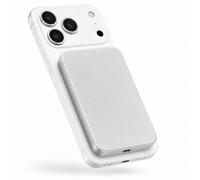 nevox Cargador magnético inalámbrico Qi2 5000 mAh compatible con MagSafe® - Carga rápida inalámbrica de 15 W, fijación magnética fuerte, USB-C, mini banco de energía compacto para iPhone, plata/blanco