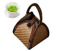 NevPuose Almacenamiento para tazas de té, portador de té de ratán, juego de té, transportador de viaje, para coleccionistas, artistas, hogar, apartamento, cocina, oficina, comedor, estación de café