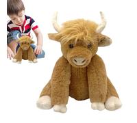 NevPuose Animal De Peluche De Vacas De Las Tierras Altas - Esponjoso, Acogedor Compañero De Lujos | Figura De Ganado A La Hora De Acostarse, Yak Marrón Suave, De Ayuda para Dormir, Animal Colec