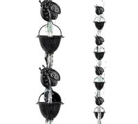 NevPuose Cadenas De Lluvia Japonesas Decorativas Que Dirigen El Agua Para Jardines Y Exteriores,Cadenas De Canalón De 2.8 Metros - Recolector de Agua Pluvial Adaptador Bajante de 12 Tazas para Jardín