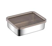 NevPuose Cheese Container For Fridge - Rectangle Stainless Steel Storage Tray, Kitchen Saver Container, Raised Bottom Strips Design | Home Bakery Supermarket Delicatessen Food Storage Accessory