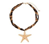 NevPuose Collar con colgante para mujer, cadena de clavícula de estrella de mar de caracola, collar de con estampado de leopardo para boda, cumpleaños, San Valentín, aniversarios, Navidad, Pascua