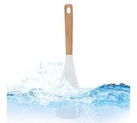 NevPuose Cuchara de cocina de silicona, cuchara de cocina, pala de silicona, resistente al calor, antiadherente, con mango de madera para cocinar, hornear y servir