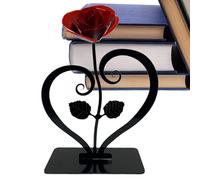 NevPuose Hierro forjado - Arte de metal, escultura roja forjada a mano | Flor hecha a mano con soporte para el día de San Valentín, decoración de boda, hermosa decoración para el hogar, escultura