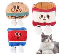 NevPuose Juguetes de hierba gatera, juegos de peluche de gatito de 3 piezas, dispensador de golosinas súper suave, bola interactiva para masticar mascotas, rompecabezas con campanas para gatos de