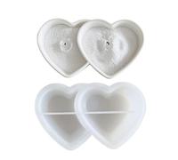 NevPuose Molde de silicona para velas, molde de placa de cera de corazón doble, impermeable, para decoración de escritorio del hogar, moldes de yeso de silicona para cera de abeja